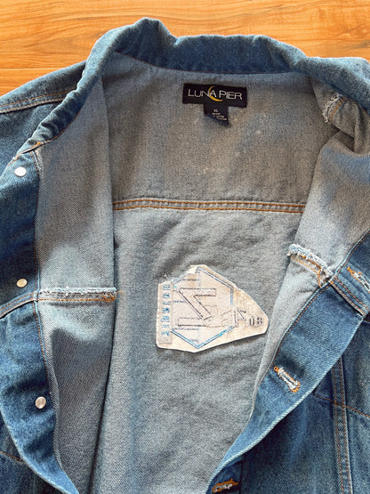 Hip Granny — Up-Cycled Hand-Stitched Crochet Denim Jacket (Luna Pier)