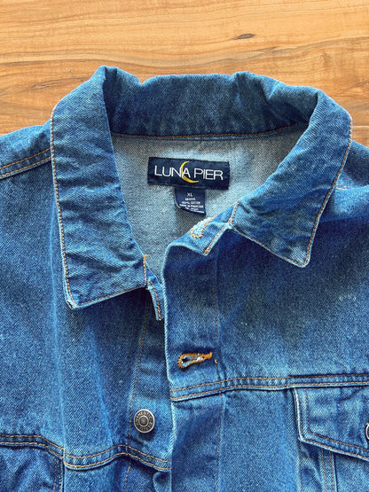 Hip Granny — Up-Cycled Hand-Stitched Crochet Denim Jacket (Luna Pier)