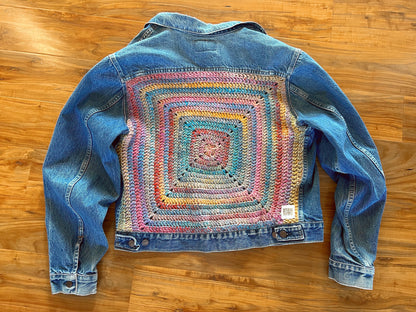 Groovy Vagabond — Up-Cycled Hand-Stitched Crochet Denim Jacket (Levi’s)