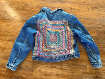 Groovy Vagabond — Up-Cycled Hand-Stitched Crochet Denim Jacket (Levi’s)