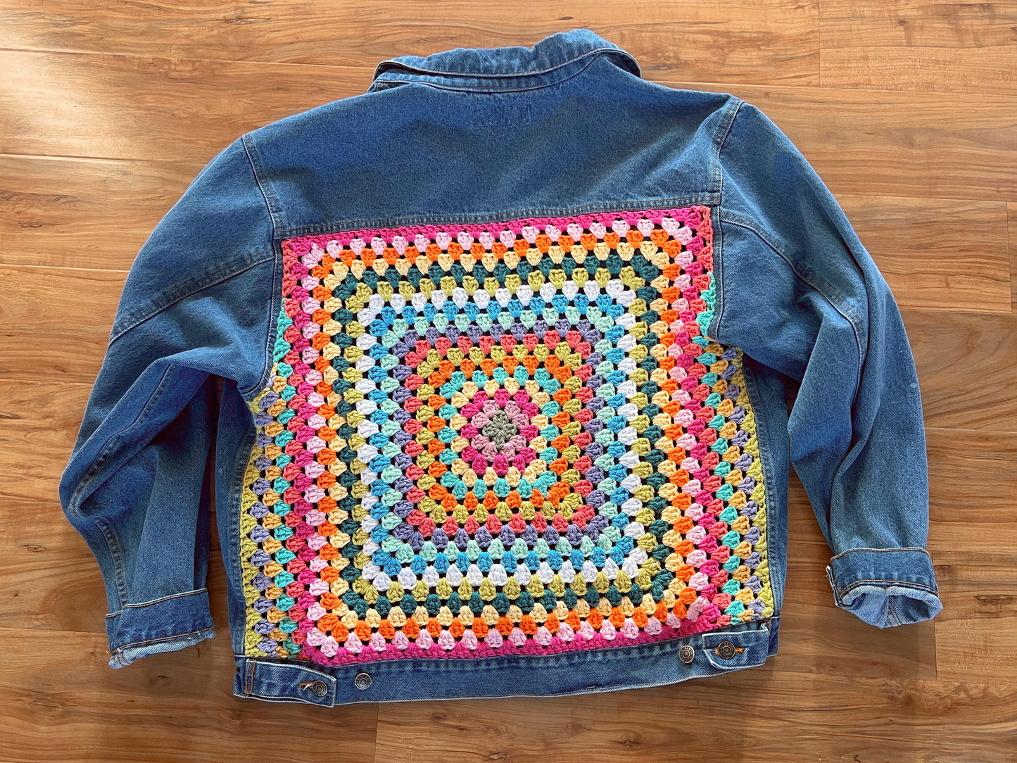 Hip Granny — Up-Cycled Hand-Stitched Crochet Denim Jacket (Luna Pier)