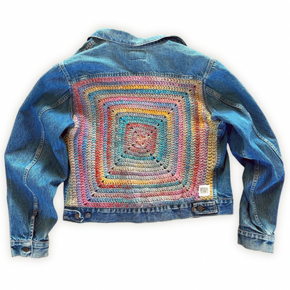 Groovy Vagabond — Up-Cycled Hand-Stitched Crochet Denim Jacket (Levi’s)
